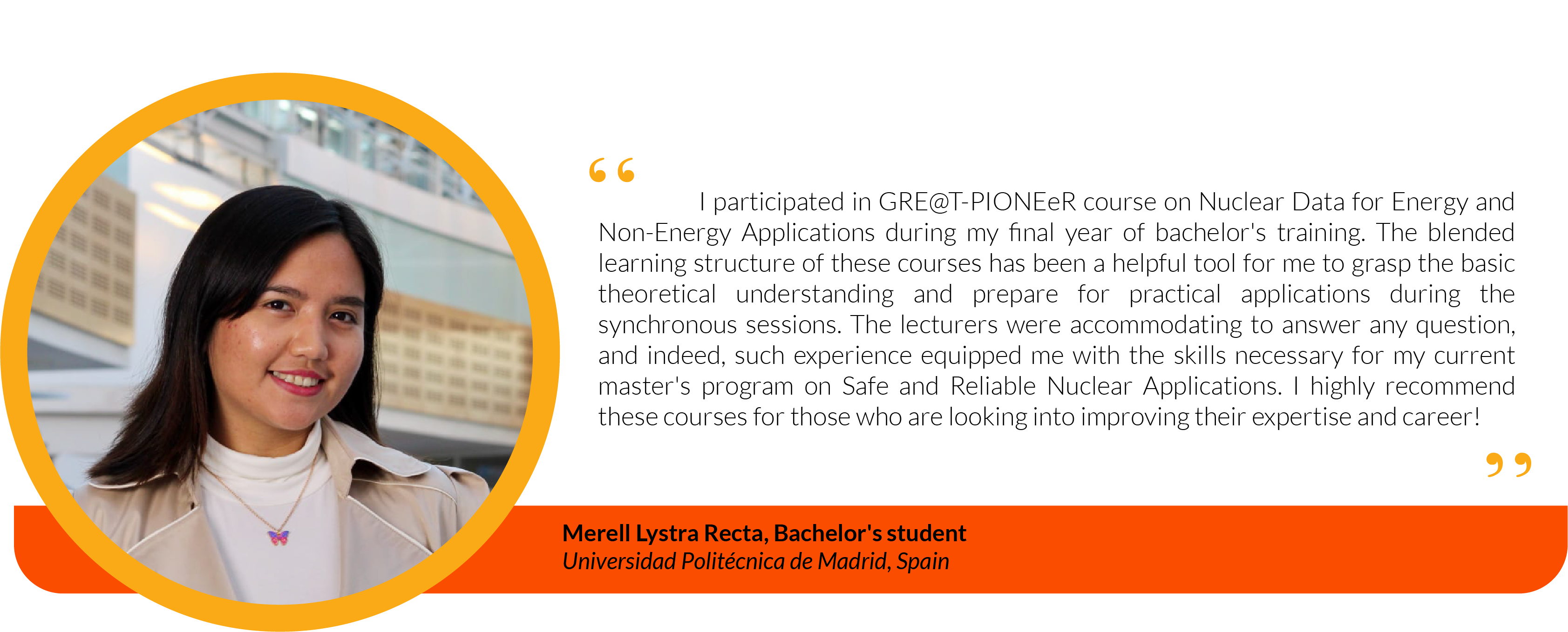 Student testimonial from Merell Lystra Recta